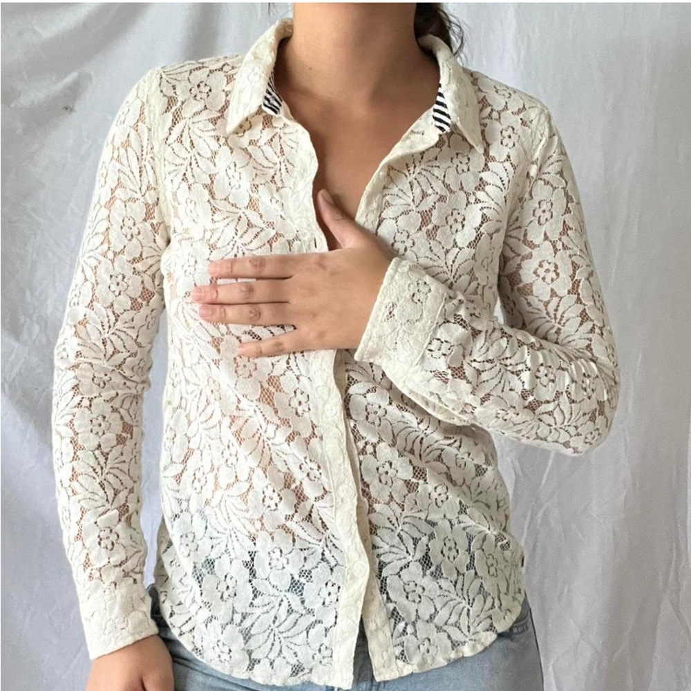 Volcom - Sheer Floral Lace Button Down Shirt